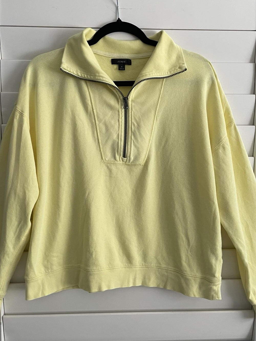 J.Crew Relaxed Quarter-Zip Sweatshirt - Pastel Butter Yellow - Size S